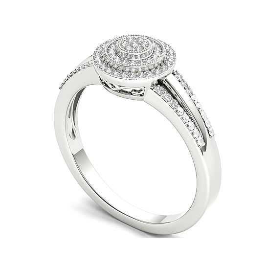 1/6 CT.T.W. Natural Diamond 10K White Gold Engagement Ring