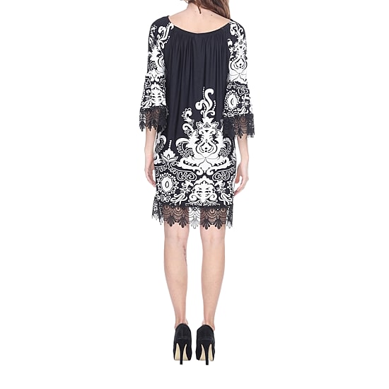White Mark Uniss Womens Boat Neck 3/4 Sleeve Paisley Sheath Dress