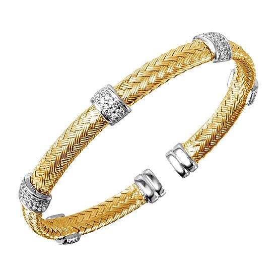 Paris 1901 By Charles Garnier Womens Cubic Zirconia 18K Gold Over Silver Cuff Bracelet