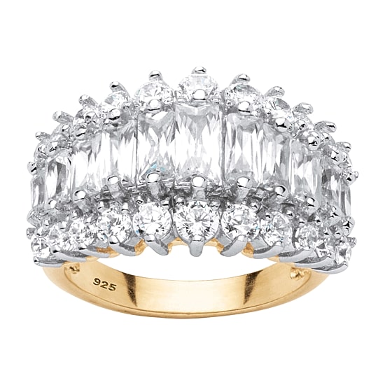 DiamonArt® Womens 4 1/2 CT. T.W. White Cubic Zirconia 18K Gold Over Silver Engagement Ring