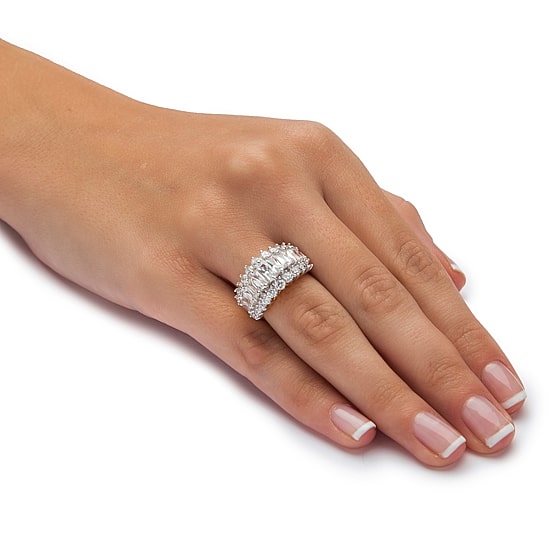 DiamonArt® Womens 4 1/2 CT. T.W. White Cubic Zirconia 18K Gold Over Silver Engagement Ring