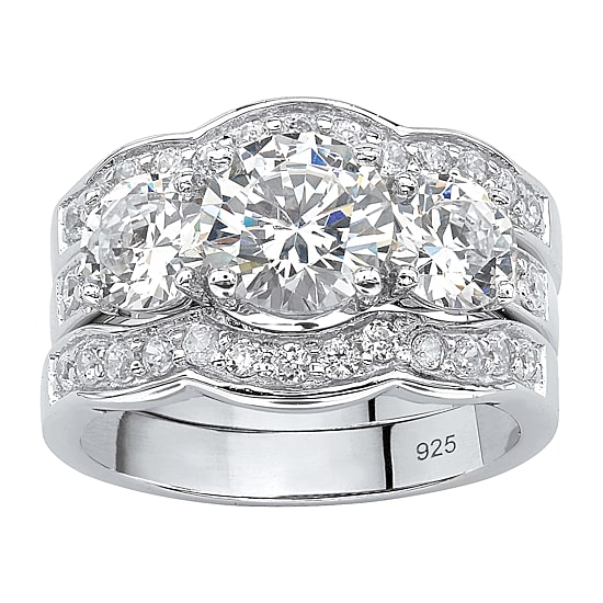 DiamonArt® Womens 4 1/2 CT. T.W. White Cubic Zirconia Sterling Silver Bridal Set