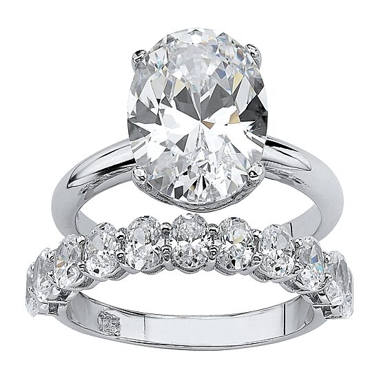 Womens Cubic Zirconia Platinum Over Silver Bridal Set