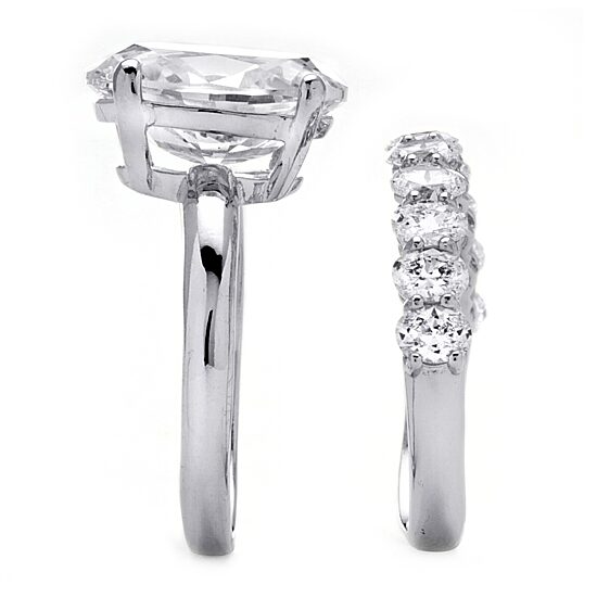 Womens Cubic Zirconia Platinum Over Silver Bridal Set