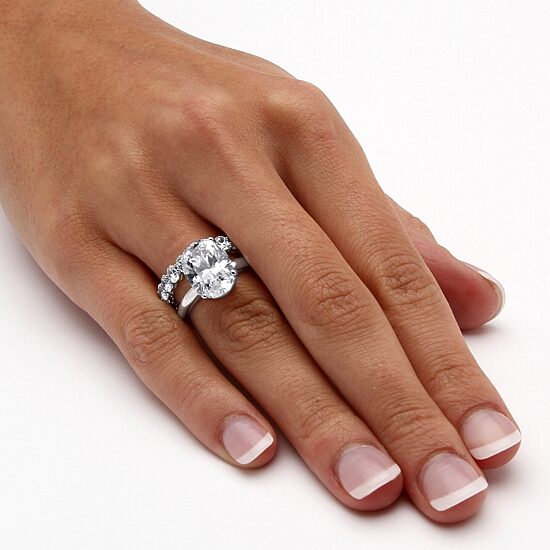 Womens Cubic Zirconia Platinum Over Silver Bridal Set
