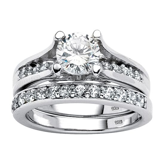 DiamonArt® Womens 1 3/4 CT. T.W. White Cubic Zirconia Platinum Over Silver Bridal Set