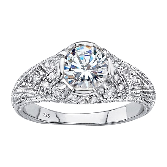 DiamonArt® Womens 1 3/4 CT. T.W. White Cubic Zirconia Sterling Silver Engagement Ring
