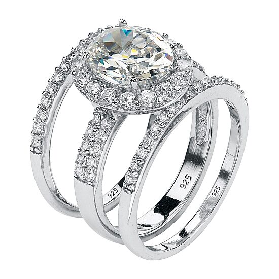 DiamonArt® Womens 3 3/4 CT. T.W. White Cubic Zirconia Platinum Over Silver Bridal Set