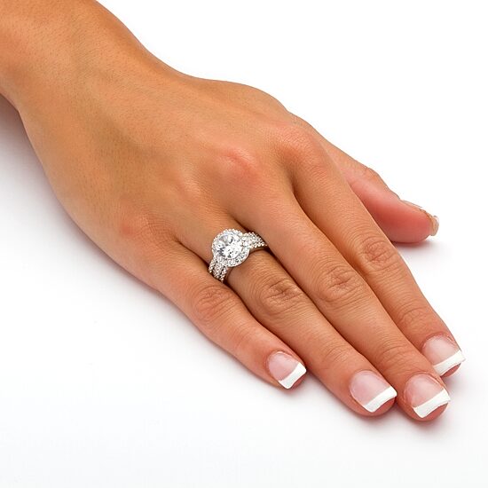 DiamonArt® Womens 3 3/4 CT. T.W. White Cubic Zirconia Platinum Over Silver Bridal Set