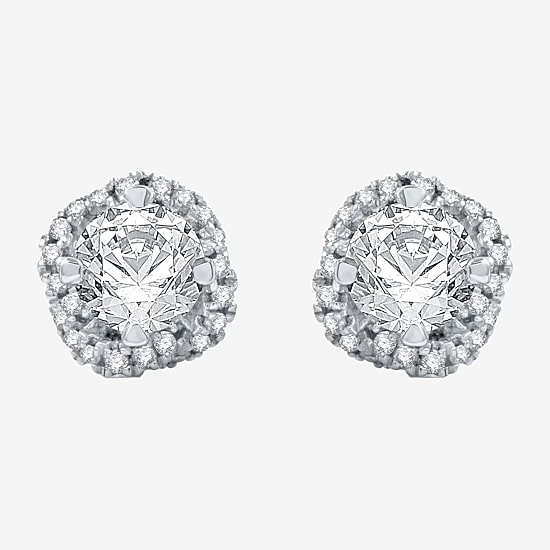 Ever Star (H-I / I1) 1 CT. T.W. Lab Grown White Diamond 10K White Gold 7.9mm Round Cushion Stud Earrings