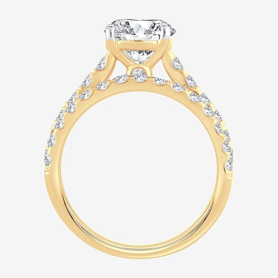(H-I / SI1-SI2) Signature By Modern Bride Womens 2 1/2 CT. TW. Lab Grown White Diamond in 14K Gold Round Bridal Set