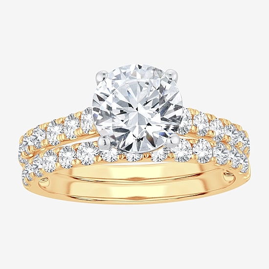 (H-I / SI1-SI2) Signature By Modern Bride Womens 2 1/2 CT. TW. Lab Grown White Diamond in 14K Gold Round Bridal Set