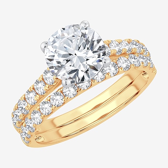 (H-I / SI1-SI2) Signature By Modern Bride Womens 2 1/2 CT. TW. Lab Grown White Diamond in 14K Gold Round Bridal Set