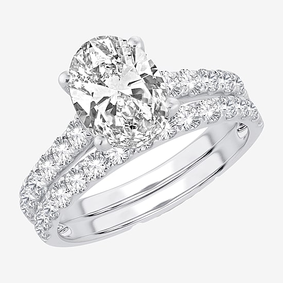 (H-I / SI1-SI2) Signature By Modern Bride Womens 2 1/2 CT. TW. Lab Grown White Diamond in 14K Gold Oval Bridal Set
