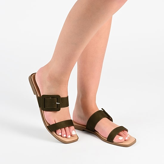 Journee Collection Womens Kerris Adjustable Strap Flat Sandals