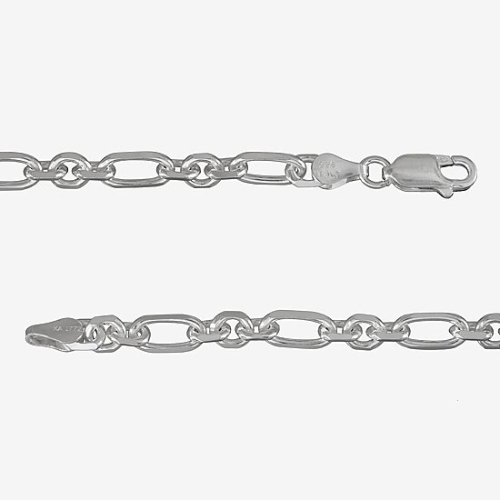 Made in Italy Womens Sterling Silver 7.5 Inch Solid Link Chain Bracelet