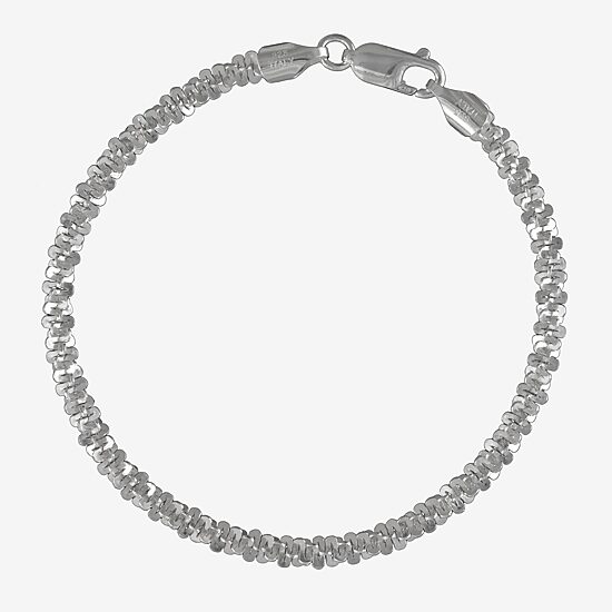 Made in Italy Womens Sterling Silver 8 Inch Solid Link Chain Bracelet
