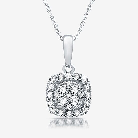 Womens 1 CT. T.W. Lab Grown White Diamond Sterling Silver Cushion 2-pc. Jewelry Set