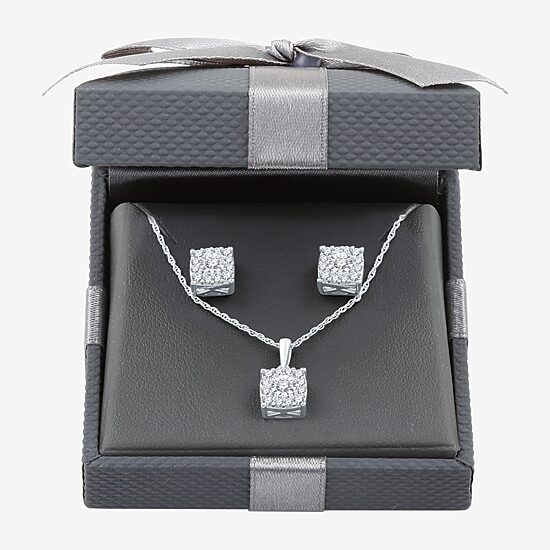 Womens 3/4 CT. T.W. Lab Grown White Diamond Sterling Silver Cushion 2-pc. Jewelry Set