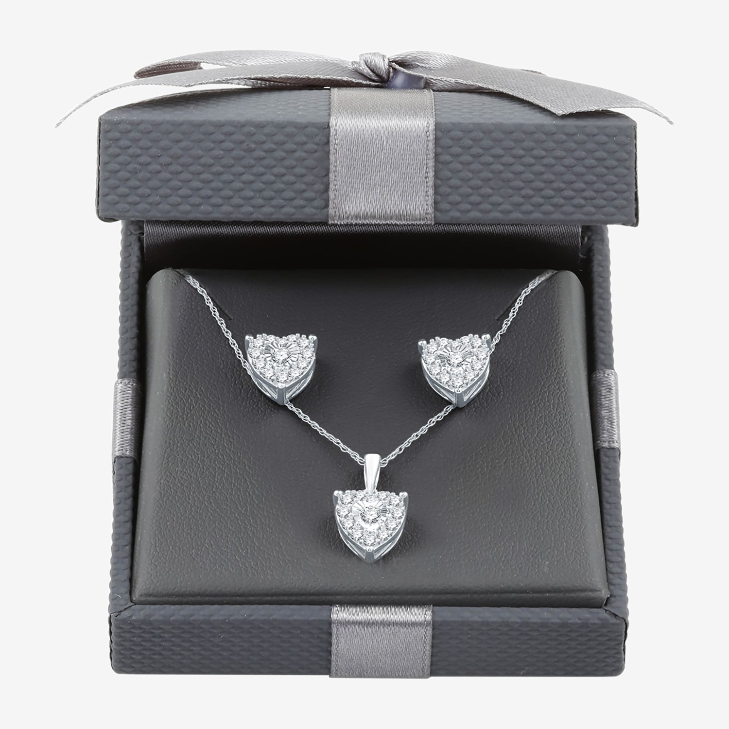 Womens 3/4 CT. T.W. Lab Grown White Diamond Sterling Silver Heart 2-pc. Jewelry Set