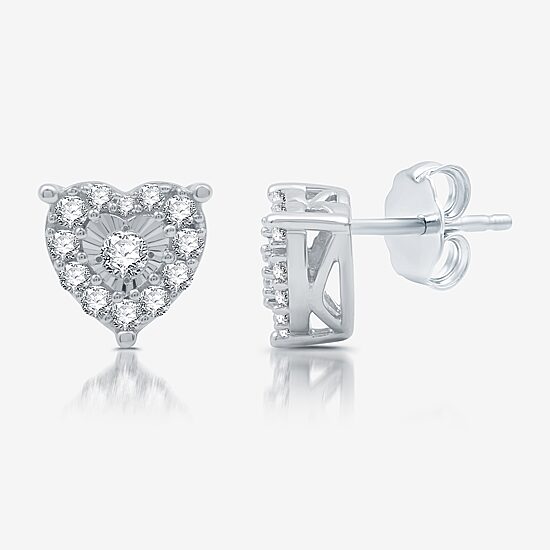 Womens 3/4 CT. T.W. Lab Grown White Diamond Sterling Silver Heart 2-pc. Jewelry Set