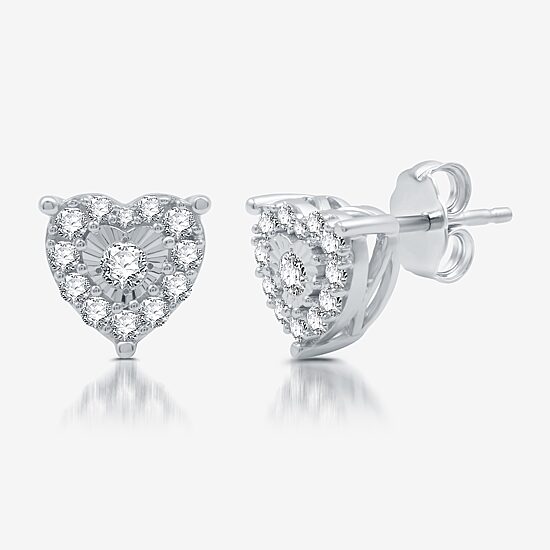 Womens 3/4 CT. T.W. Lab Grown White Diamond Sterling Silver Heart 2-pc. Jewelry Set