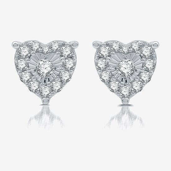 Womens 3/4 CT. T.W. Lab Grown White Diamond Sterling Silver Heart 2-pc. Jewelry Set