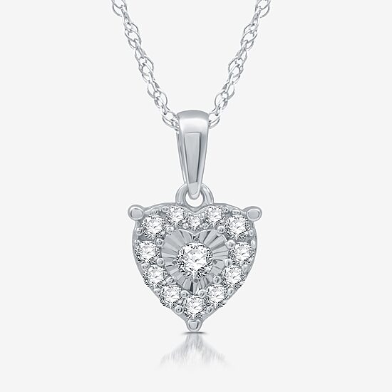 Womens 3/4 CT. T.W. Lab Grown White Diamond Sterling Silver Heart 2-pc. Jewelry Set