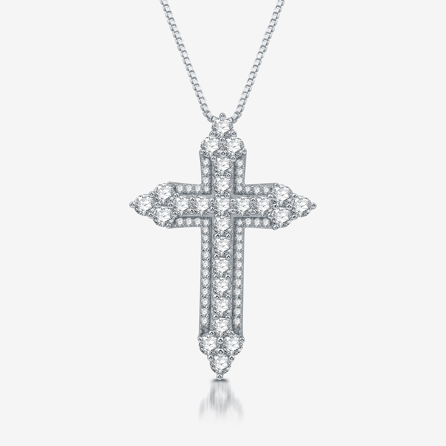 Womens 1 1/2 CT. T.W. Lab Grown White Diamond Sterling Silver Cross 18 Inch Pendant Necklace