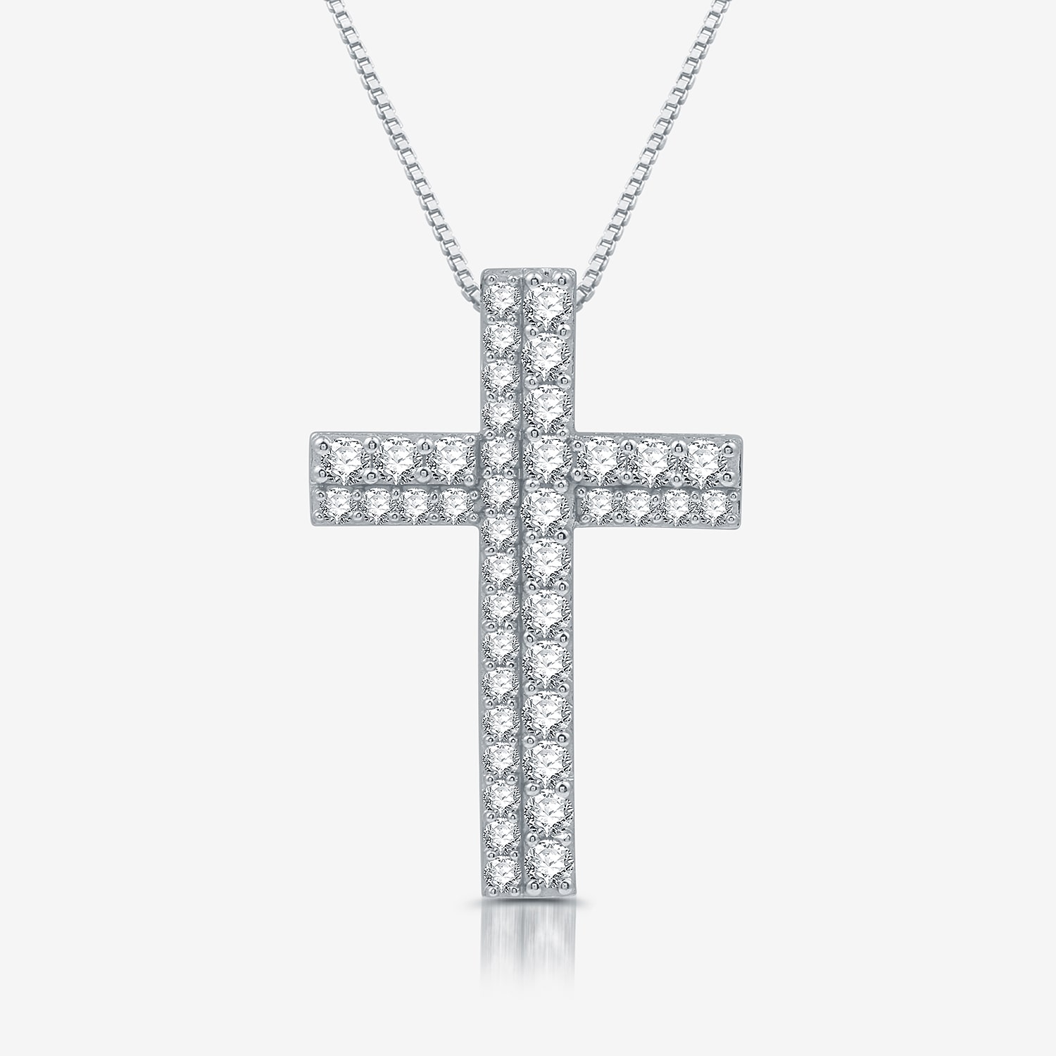 Womens 1 1/2 CT. T.W. Lab Grown White Diamond Sterling Silver Cross 18 Inch Pendant Necklace
