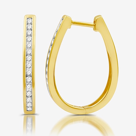 Womens 1/2 CT. T.W. Lab Grown White Diamond Sterling Silver 23.8mm Hoop Earrings