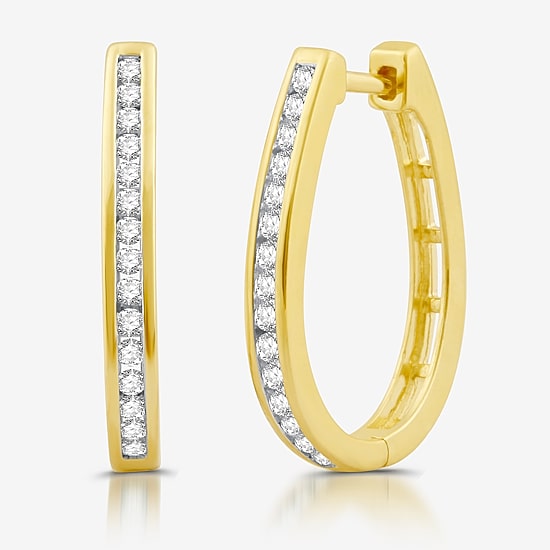 Womens 1/2 CT. T.W. Lab Grown White Diamond Sterling Silver 23.8mm Hoop Earrings