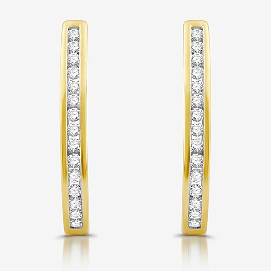 Womens 1/2 CT. T.W. Lab Grown White Diamond Sterling Silver 23.8mm Hoop Earrings