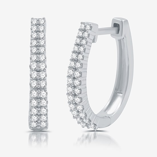 Womens 1/2 CT. T.W. Lab Grown White Diamond Sterling Silver 17.8mm Hoop Earrings