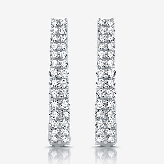 Womens 1/2 CT. T.W. Lab Grown White Diamond Sterling Silver 17.8mm Hoop Earrings