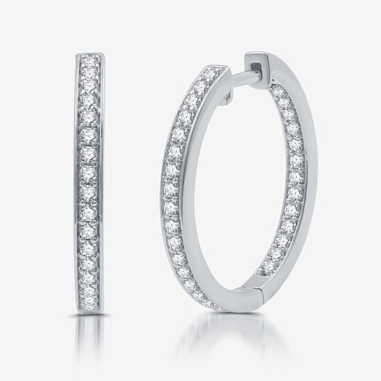 Womens 3/4 CT. T.W. Lab Grown White Diamond Sterling Silver 21.4mm Hoop Earrings