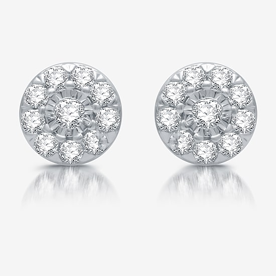 1/2 CT. T.W. Lab Grown White Diamond Sterling Silver 7.8mm Round Stud Earrings