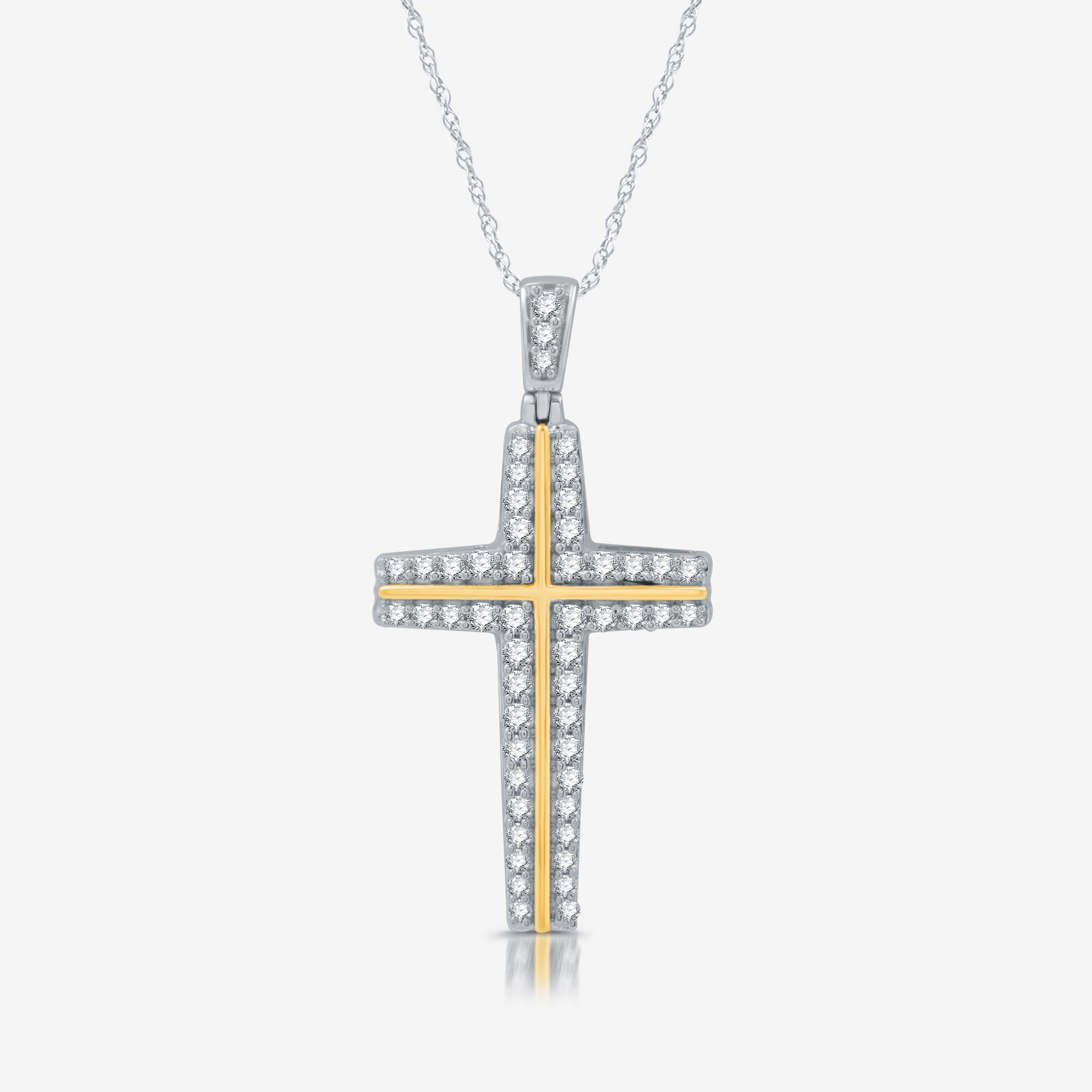 Womens 3/4 CT. T.W. Lab Grown White Diamond 14K Gold Over Silver Cross 18 Inch Pendant Necklace