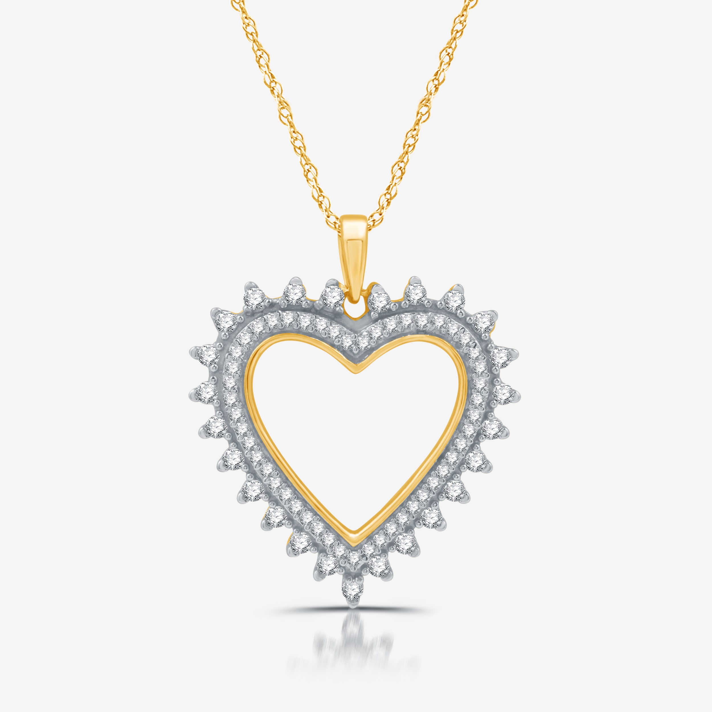 Womens 1/2 CT. T.W. Lab Grown White Diamond 14K Gold Over Silver Sterling Silver Heart 18 Inch Pendant Necklace