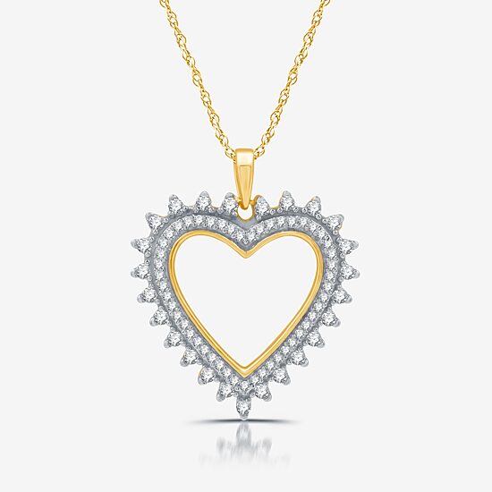 Womens 1/2 CT. T.W. Lab Grown White Diamond 14K Gold Over Silver Sterling Silver Heart 18 Inch Pendant Necklace