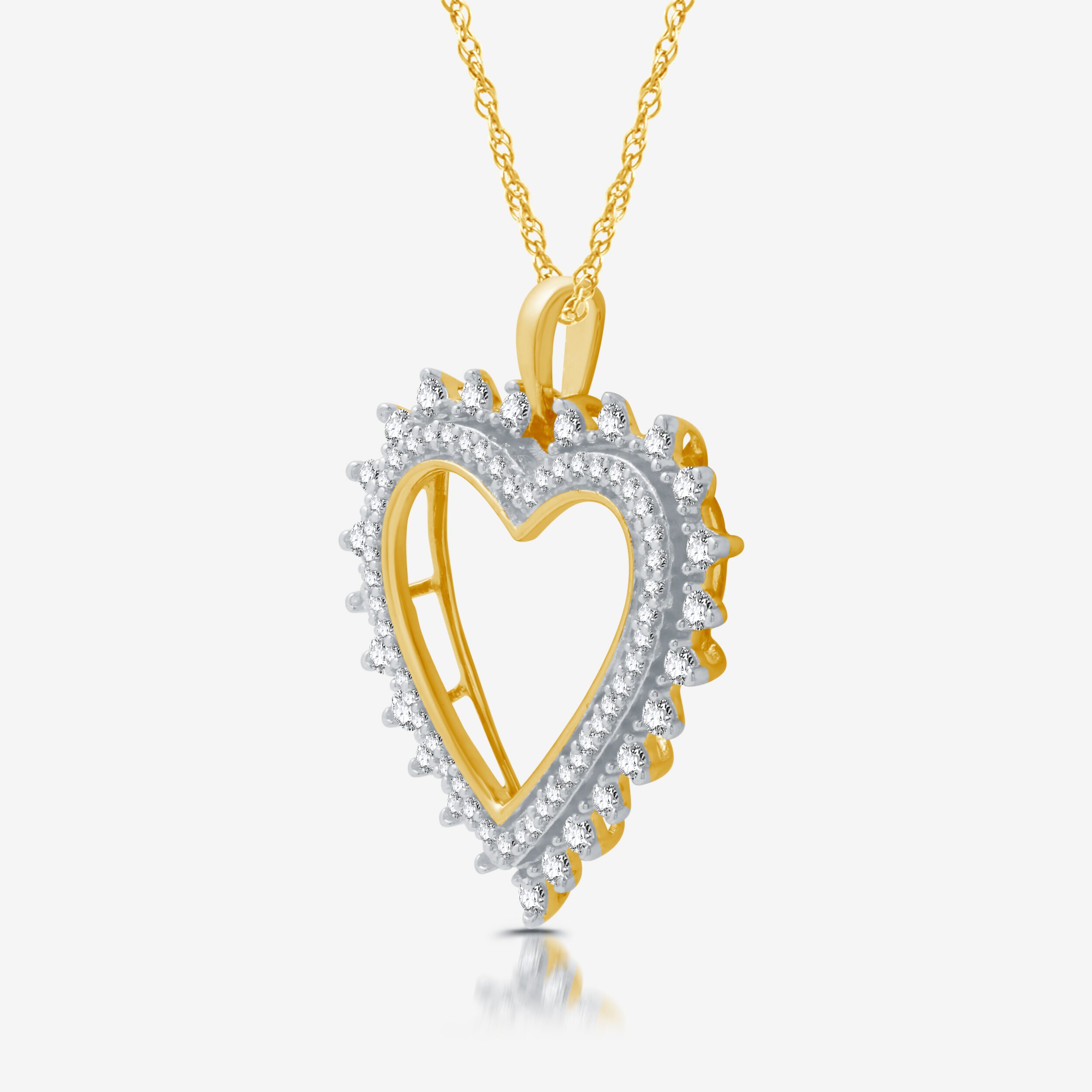 Womens 1/2 CT. T.W. Lab Grown White Diamond 14K Gold Over Silver Sterling Silver Heart 18 Inch Pendant Necklace