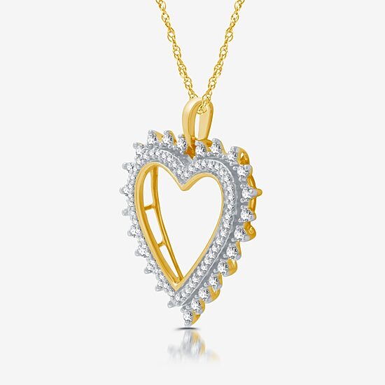 Womens 1/2 CT. T.W. Lab Grown White Diamond 14K Gold Over Silver Sterling Silver Heart 18 Inch Pendant Necklace