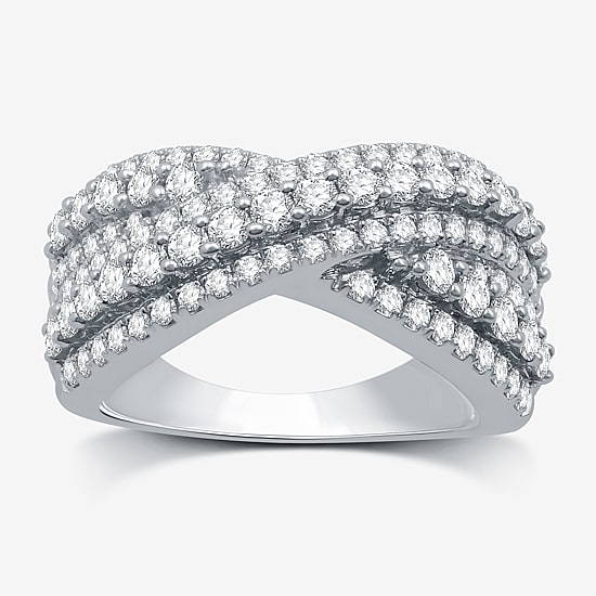 Womens 5.5MM 1 1/2 CT. T.W. Lab Grown White Diamond Sterling Silver Band