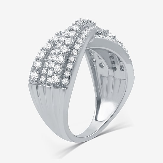 Womens 5.5MM 1 1/2 CT. T.W. Lab Grown White Diamond Sterling Silver Band