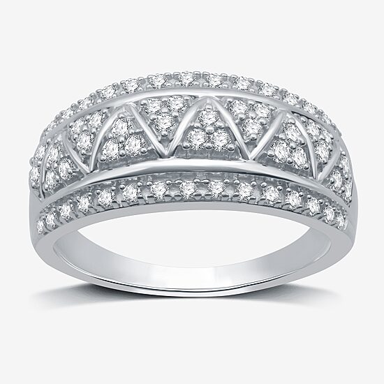 Womens 1/2 CT. T.W. Lab Grown White Diamond Sterling Silver Band