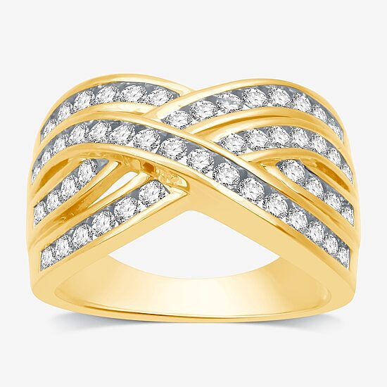 Womens 1 CT. T.W. Lab Grown White Diamond 14K Gold Over Silver Sterling Silver Band
