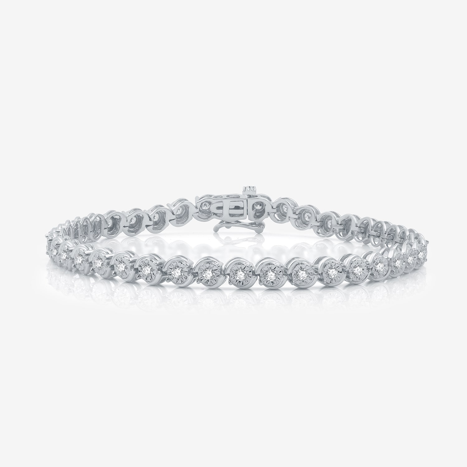 Womens 1 CT. T.W. Lab Grown White Diamond Sterling Silver 7.5 Inch Tennis Bracelet