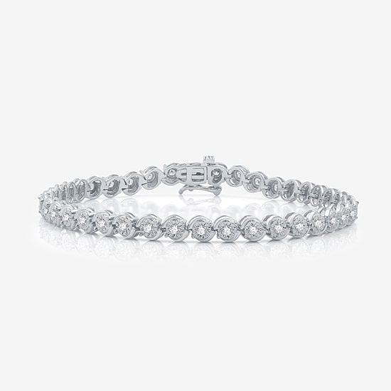 Womens 1 CT. T.W. Lab Grown White Diamond Sterling Silver 7.5 Inch Tennis Bracelet