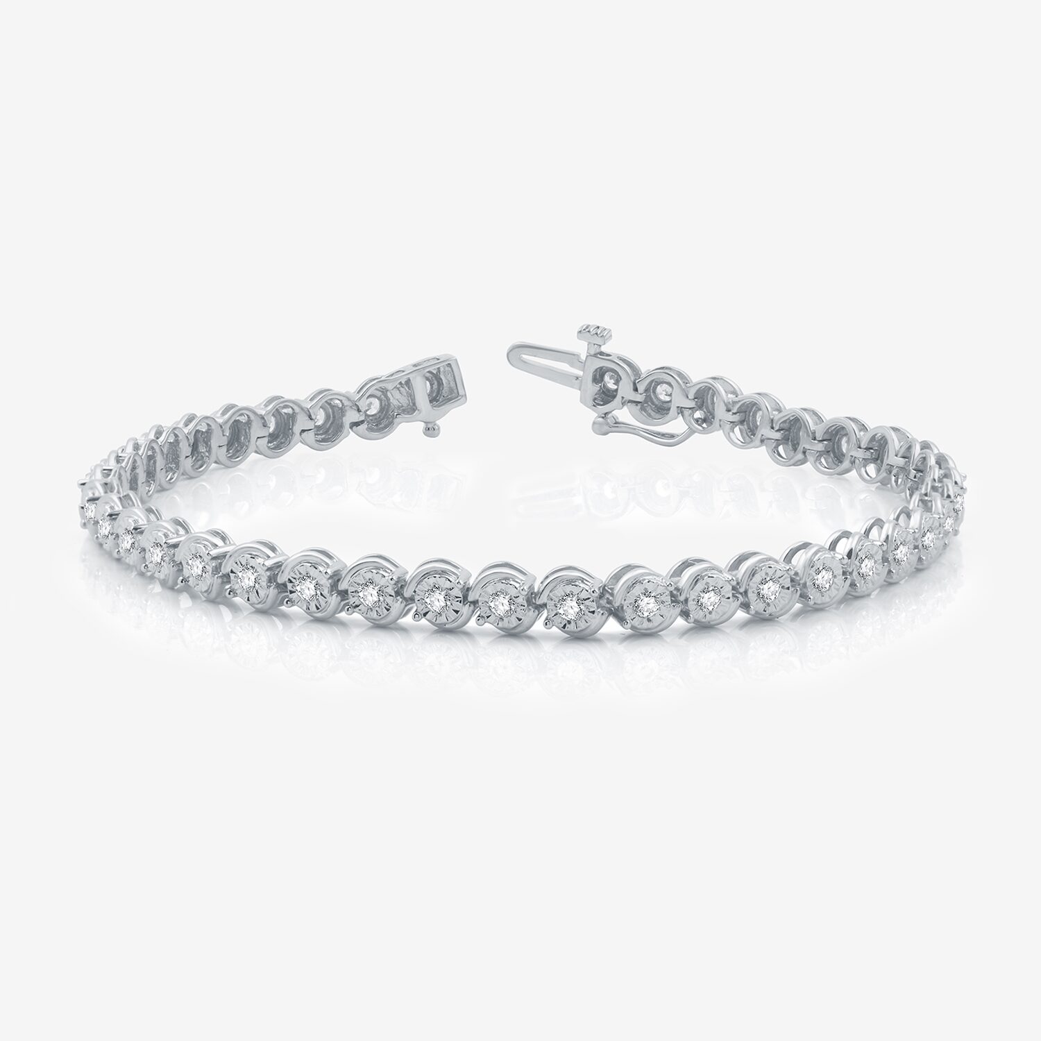 Womens 1 CT. T.W. Lab Grown White Diamond Sterling Silver 7.5 Inch Tennis Bracelet