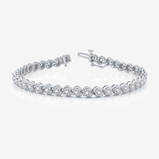 Womens 1 CT. T.W. Lab Grown White Diamond Sterling Silver 7.5 Inch Tennis Bracelet